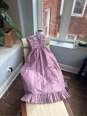 Victor Costa 70s Strapless Taffeta Evening Gown